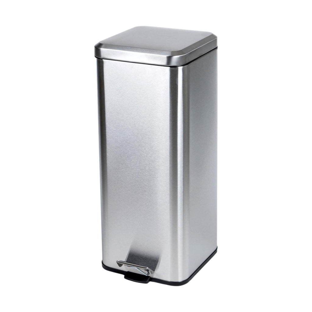 Square Stainless Steel Step Trash Can, 32 qt/8 gal