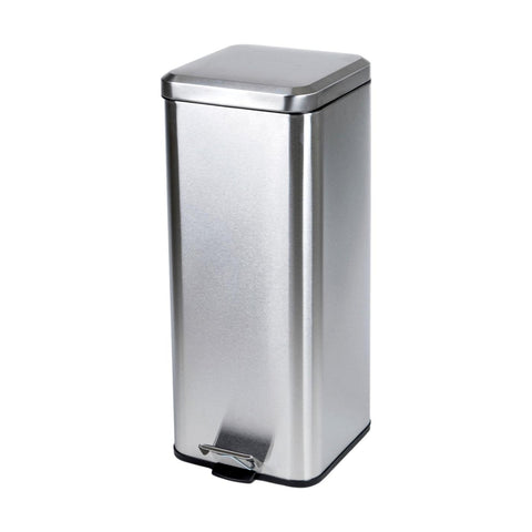 Image of Square Stainless Steel Step Trash Can, 32 qt/8 gal