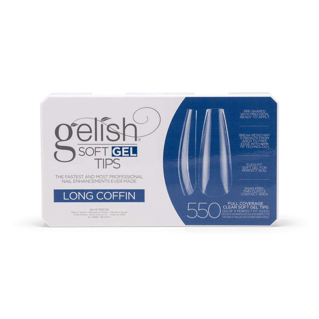 Gelish Soft Gel Tips, Long Coffin, 550 ct