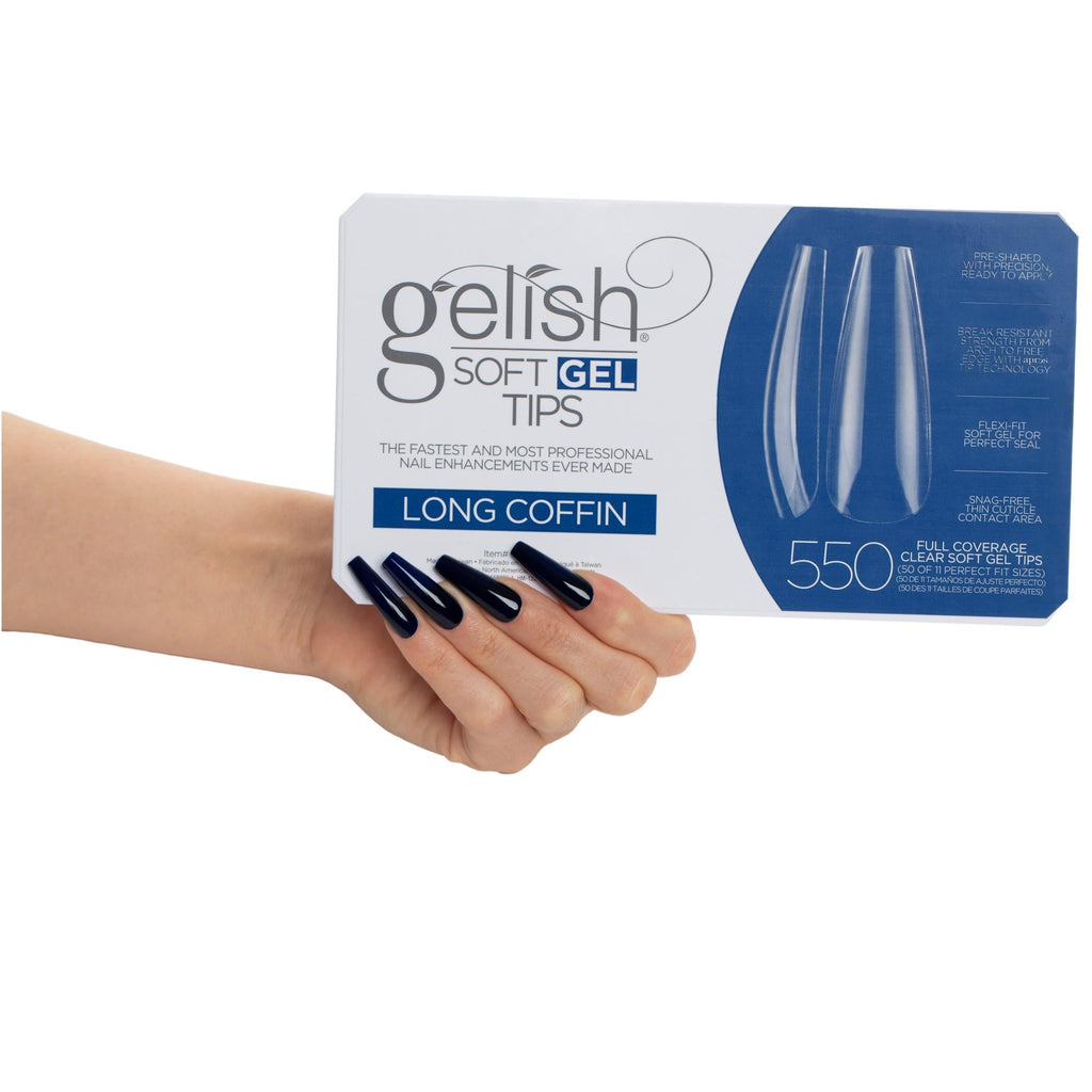 Gelish Soft Gel Tips, Long Coffin, 550 ct