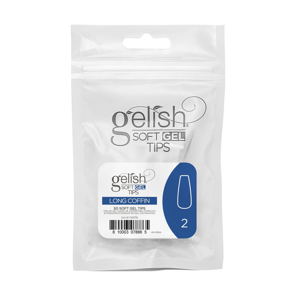 Gelish Soft Gel Tips, Long Coffin, 50 ct, Refill