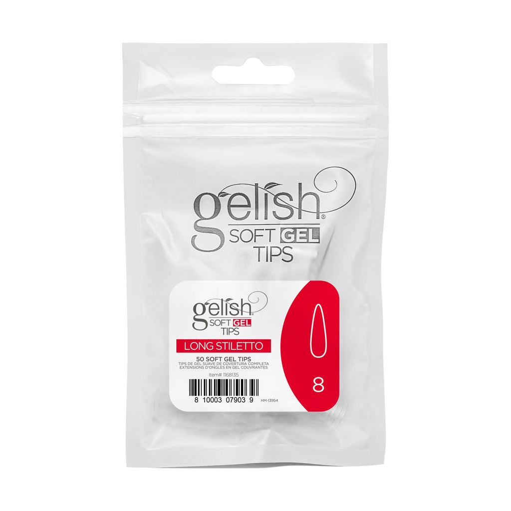 Gelish Soft Gel Tips, Long Stiletto, 50 ct, Refill