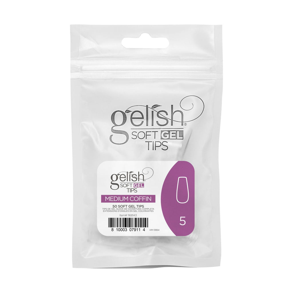 Gelish Soft Gel Tips, Medium Coffin, 50 ct, Refill