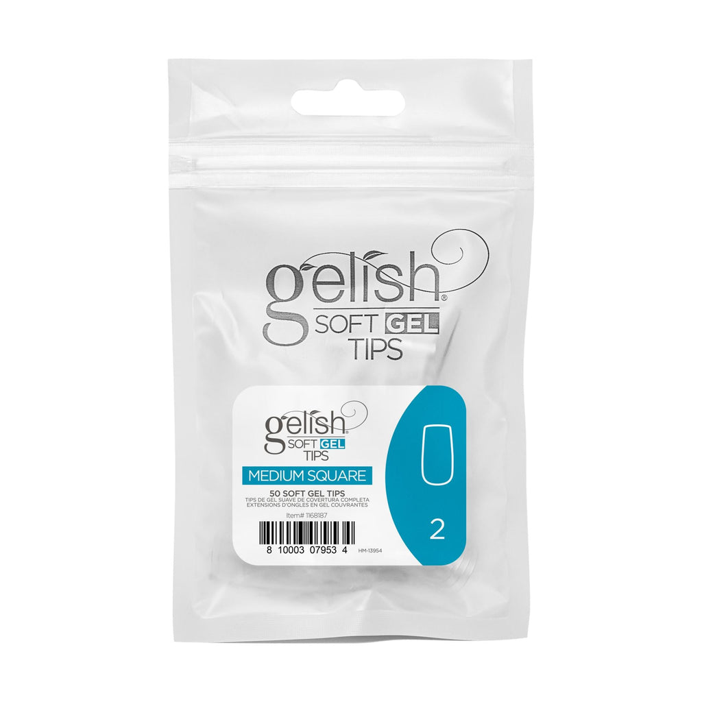 Gelish Soft Gel Tips, Medium Square, 50 ct, Refill