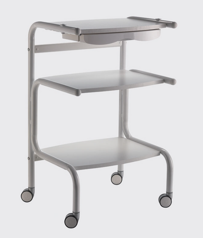 Image of Lemi Tryllo 3 Shelf Metal Cart with Drawer, White