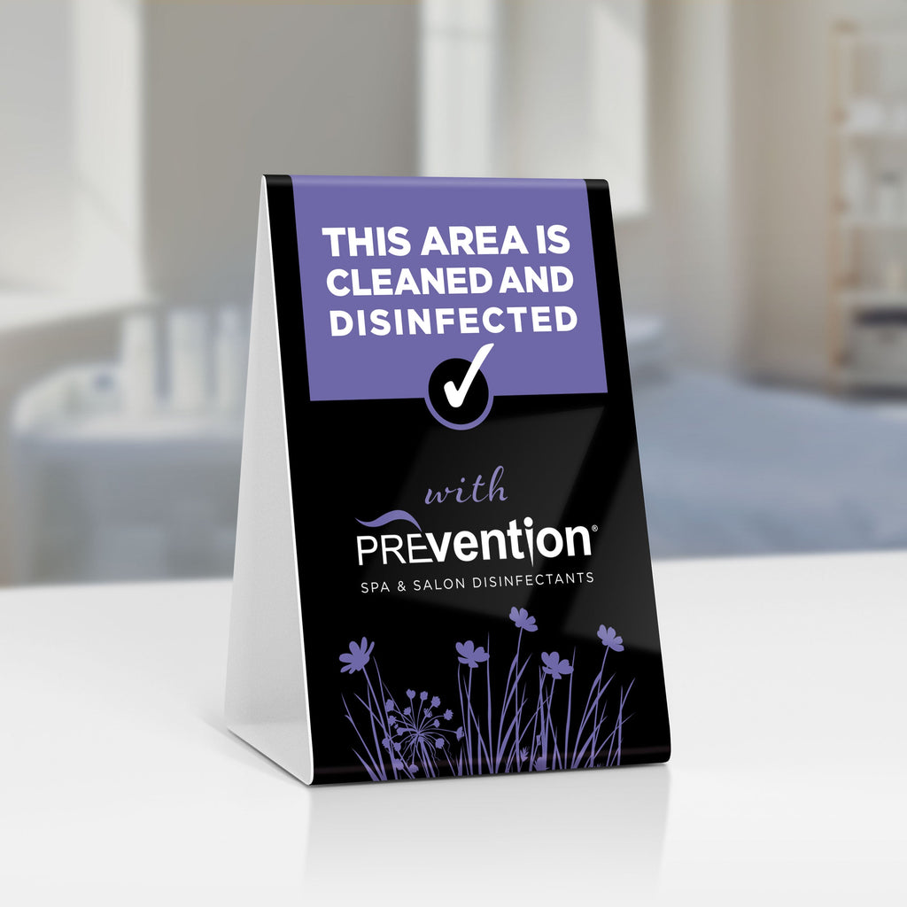 Prevention Disinfectants Tent Card