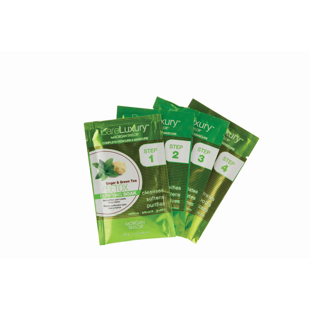 BareLuxury by Morgan Taylor, Complete Mani Pedi Packet, Detox Ginger & Green Tea, 4 pk