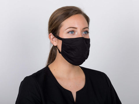 Image of Face Masks & Eyewear Black 3-Ply 100% Cotton Adjustable Face Mask, 50 Pieces
