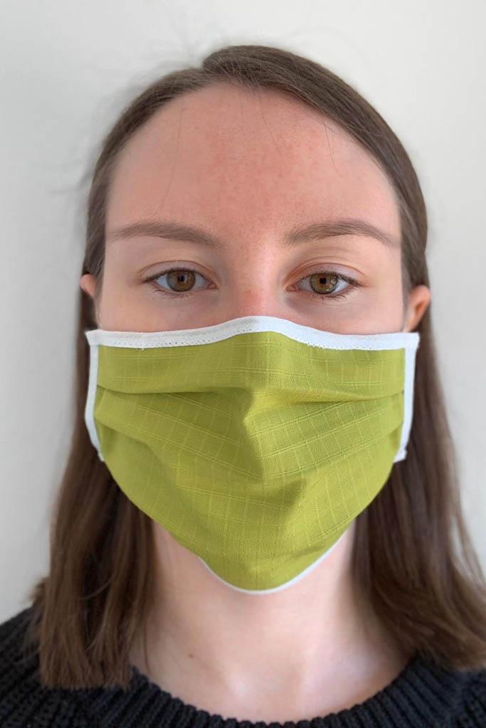 Face Masks & Eyewear S/M / Green with White Trim Solid with Trim Pleated Wellness Face Mask by Fashionizer Spa Uniforms