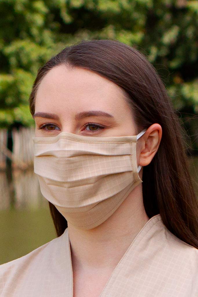 Face Masks & Eyewear S/M / Wheat Solid Pleated Wellness Face Mask by Fashionizer Spa Uniforms