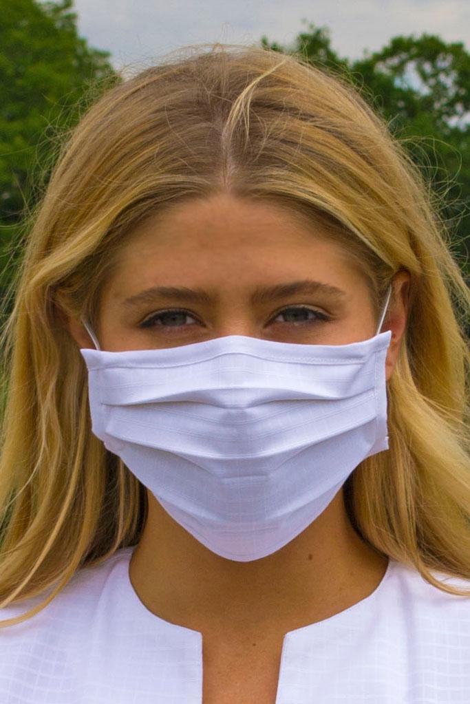 Face Masks & Eyewear S/M / White Solid Pleated Wellness Face Mask by Fashionizer Spa Uniforms