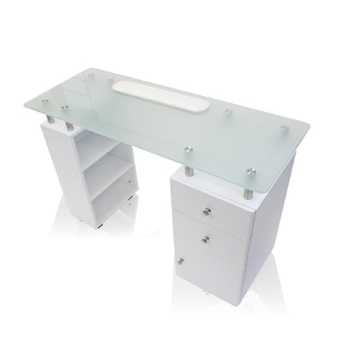 Image of Manicure Tables White J&A Glass Top Nail Table
