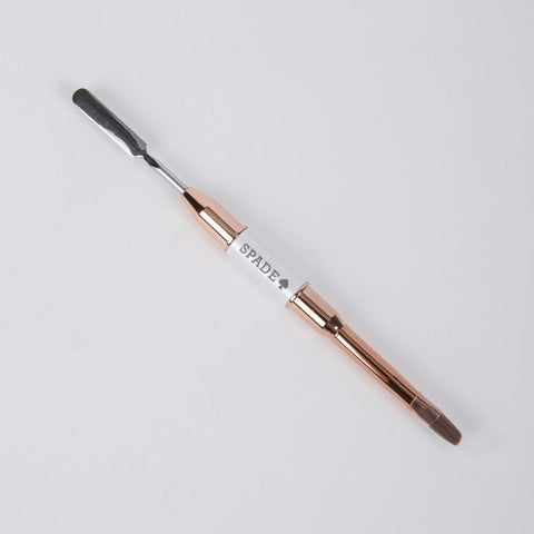 Image of Nail Brushes & Cuticle Pushers Spade Dual End Round Tip & Slice Spatula Gel Brush