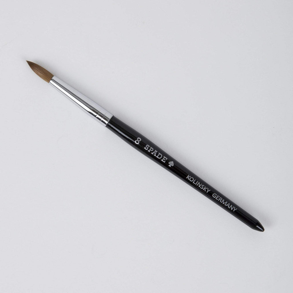 Nail Brushes & Cuticle Pushers Back #8 Spade Kolinsky Acrylic Brush, Black #8, #10, and #12
