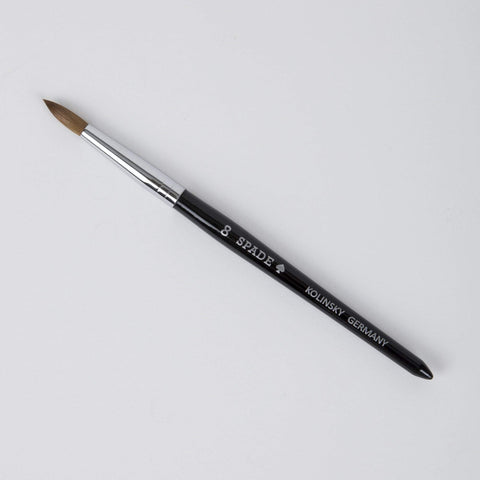 Image of Nail Brushes & Cuticle Pushers Back #8 Spade Kolinsky Acrylic Brush, Black #8, #10, and #12