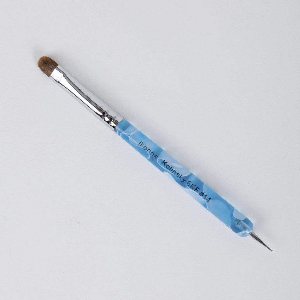 Nail Brushes & Cuticle Pushers Blue #14 French Gel Detail Brushes with Dotting Tools