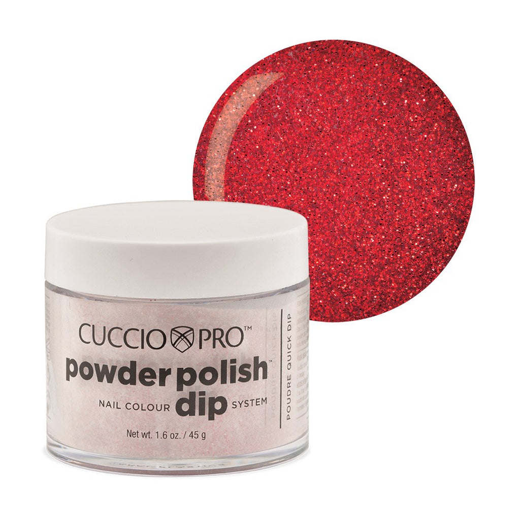 Powder Polish / Dip Polish Ruby Red Glitter Cuccio Pro Powder Polish, 2 oz
