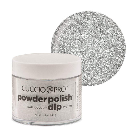 Image of Powder Polish / Dip Polish Silver with Silver Glitter Cuccio Pro Powder Polish, 2 oz