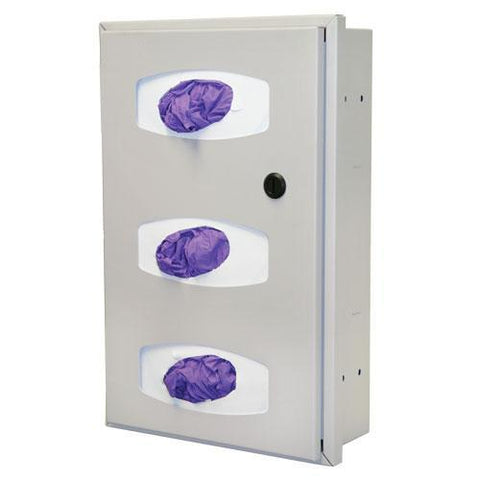 Image of PPE Supply Dispensers Semi Recessed Glove Box Dispenser, Triple, Quartz Beige