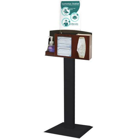 Image of PPE Supply Dispensers Sanitation Station with Stand, Cherry Fauxwood