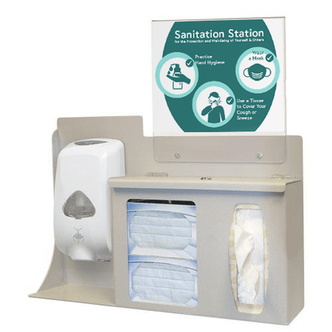 Image of PPE Supply Dispensers Sanitation Station with Dispenser Mount, Quartz Beige