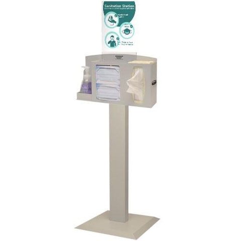 Image of PPE Supply Dispensers Sanitation Station with Stand, Quartz Beige