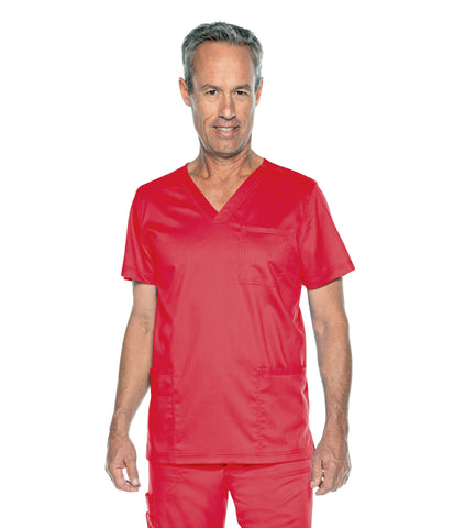Image of Spa Uniforms XXL / True Red Men's V-Neck 4 Pocket Top, XXL to 5XL by Landau